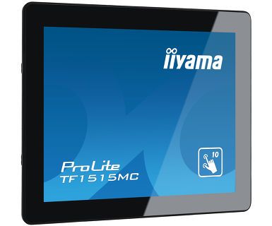 15'' iiyama TF1515MC-B2: TN, XGA, capacitive, 10P, 350cd/m2, VGA, DP, HDMI, čierny