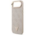 Guess Case Magsafe 4G PU kožené puzdro s trojuholníkovým logom a zlatým kovovým rámom fotoaparátu pre iPhone 17 Air ružové