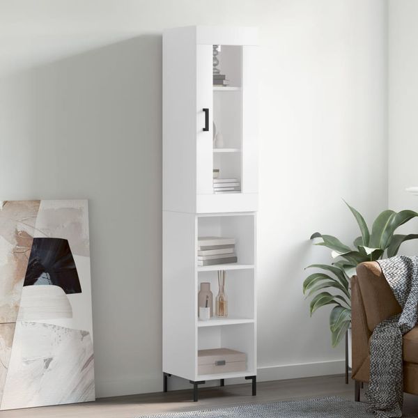vidaXL Vysoká skrinka biela 34,5x34x180 cm spracované drevo
