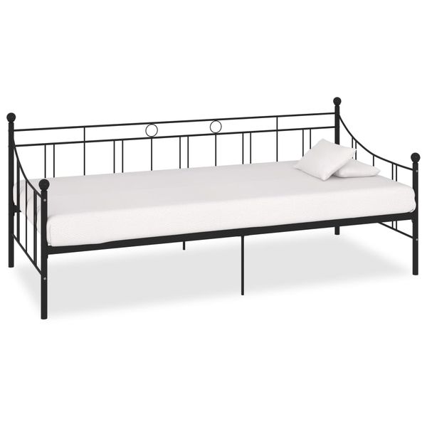 vidaXL Rám dennej postele čierny kovový 90x200 cm