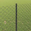 vidaXL Sieťový plot s stĺpom 10 x 1 m PVC potiahnutá oceľ Sivá