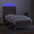vidaXL Posteľ boxsping s matracom a LED sivohnedá 80x200 cm látka