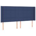 vidaXL Čelo postele s LED modré 183x16x118/128 cm látka