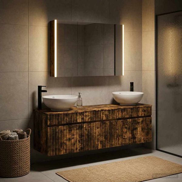 vidaXL Set kabinetov do kúpeľne 4 pcs Dymový dub 103,5 x 15,5 x 70 cm