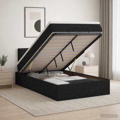 vidaXL Ottoman posteľ s matracom a LED Čierna 120 x 200 cm Látka