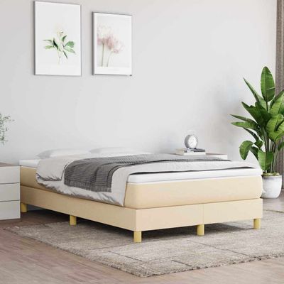 vidaXL Posteľný rám s boxspringom krémová 120x200 cm látka