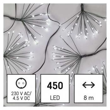 LED svetelný reťazec – svietiace trsy, nano, 8 m, vnútorný, studená biela, časovač