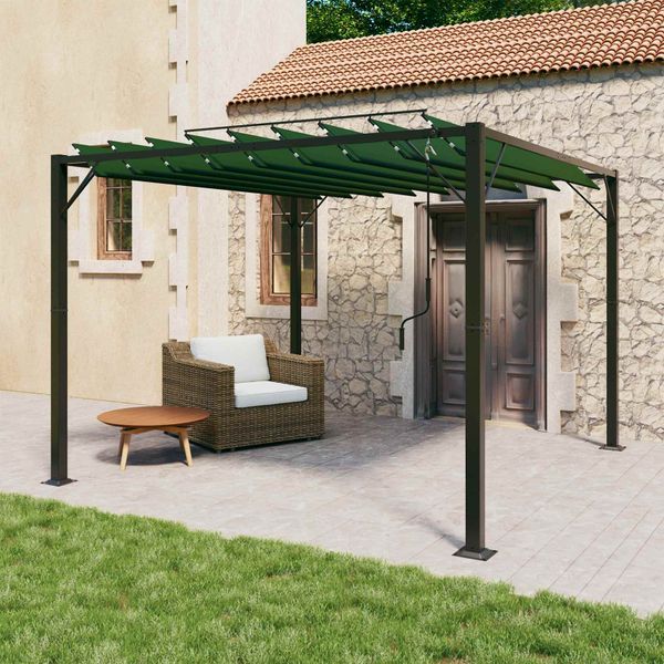 vidaXL Gazebo s lamelovou strechou 3 x 3 x 2,14 m Zelená