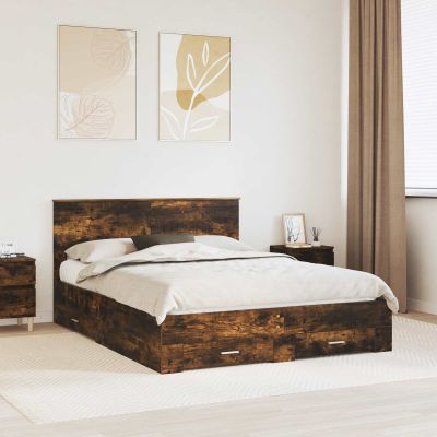 vidaXL Rám postele Dymový dub 150 x 200 cm Kompozitné drevo