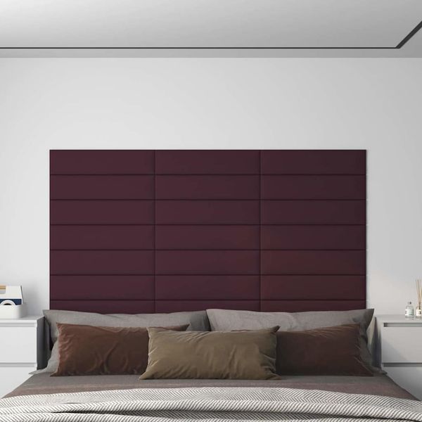 vidaXL Nástenné panely 12 ks fialové 60x15 cm látkové 1,08 m²