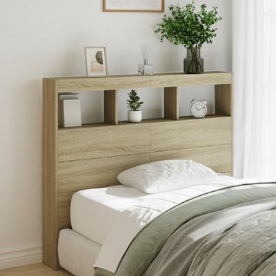 vidaXL Skrinka na čelo postele s LED dub sonoma 120x17x102 cm