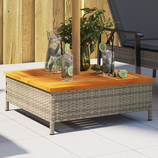 vidaXL Kryt na podstavec slnečníka sivý 70x70x25 cm polyratan a akácia