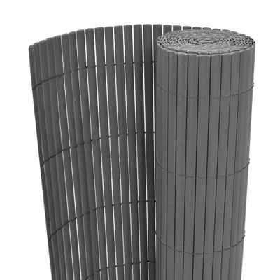 vidaXL Obojstranný záhradný plot, PVC 150x500 cm, sivý