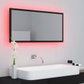 vidaXL LED kúpeľňové zrkadlo lesklé čierne 90x8,5x37 cm akryl