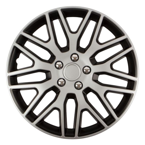 Poklice DAKAR NC 14" SILVER&BLACK (čierno-strieborná) s chrómovými skrutkami
