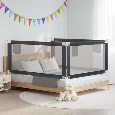 vidaXL Zábrana na detskú posteľ tmavosivá 180x25 cm látka