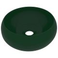 vidaXL Luxusné umývadlo, okrúhle, matné tmavozelené 40x15 cm, keramika