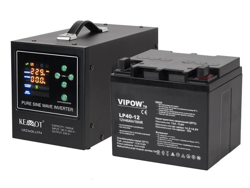 Zdroj záložný KEMOT PROsinus 1000 URZ3406-LFP4 700W 12V + BATERIE