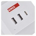 Prodlužovací kabel EMOS P0212CQ - kostka 2 m / 2 zásuvky / biely / 2×USB-A + 1×USB-C+Qi / 1,5 mm2