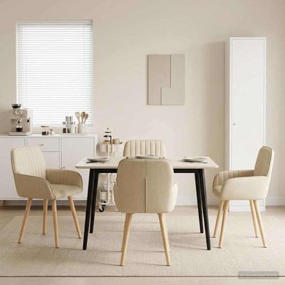 vidaXL Jedálenské stoličky 4 ks Látka Krémová 56,5 x 50 x 87,5 cm