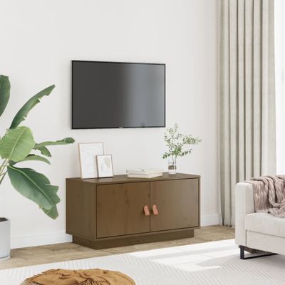 vidaXL TV skrinka medovo-hnedá 80x34x40 cm masívna borovica