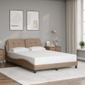 vidaXL Rám postele s LED bez matraca, Zadar, kapučínový 140x200 cm