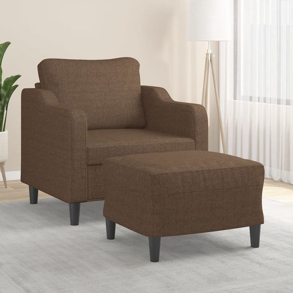 vidaXL Kreslo s podnožkou hnedé 60 cm látkové