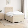 vidaXL Posteľ boxspring s matracom Krémová 120 x 200 cm Látka