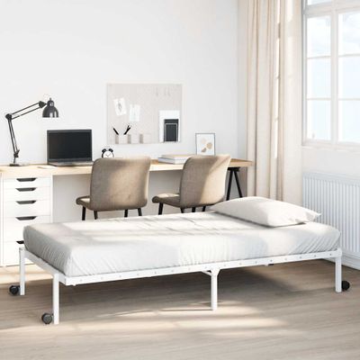 VidaXL Rám postele bez matraca Skladací Biela 100x200 cm Oceľ
