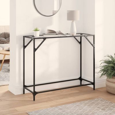vidaXL Konzolový stolík priehľadná sklenená doska 98x35x81 cm oceľ