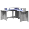 vidaXL Stôl s LED svetlami sivá sonoma 152x152x91 cm kompozitné drevo