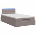 vidaXL Ottoman posteľ s matracom a LED Sivohnedá 120 x 190 cm Látka