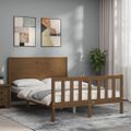 vidaXL Posteľný rám s čelom medovohnedý dvojlôžko drevený masív