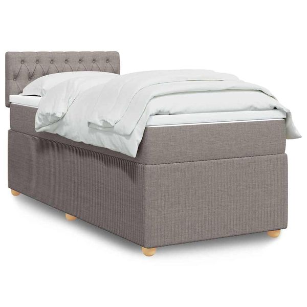 vidaXL Posteľný rám boxsping s matracom sivohnedý 90x200 cm látka