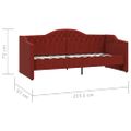 vidaXL Pohovka s USB vínovo-červená látková 90x200 cm