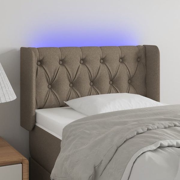 vidaXL Čelo postele s LED sivohnedé 83x16x78/88 cm látka