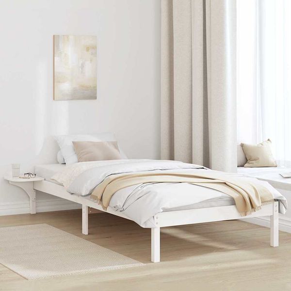 vidaXL Rám postele Biela 75 x 190 cm Masívne borovicové drevo