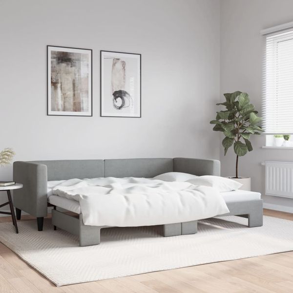vidaXL Denná posteľ s rozkladacou posteľou bledosivá 80x200 cm látka