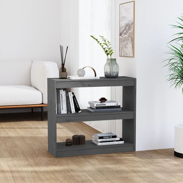 vidaXL Knižnica/deliaca stena sivá 80x30x71,5 cm masívna borovica