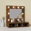 vidaXL Zrkadlová skrinka s LED dymový dub 60x31,5x62 cm