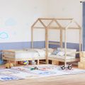vidaXL Sada postele a lavice so strieškou 90x200 cm borovicový masív