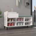 vidaXL Botník lesklý biely 102x36x60 cm spracované drevo