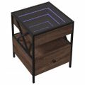 vidaXL Nočný stolík s nekonečnými LED hnedý dub 40x40x51 cm
