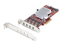 Startech 4-Port USB Type-C PCIe Card, USB-C 10Gb, 4x Controllers, TAA - USB adaptér - PCIe 3.0 x4 nízky profil - USB-C 3.2 Gen 2 x 4 - kompatibilný s TAA