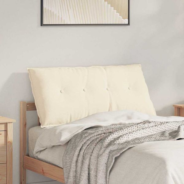 vidaXL Poduška na chrbát Krémová 100 x 50 cm Kordúrová tkanina