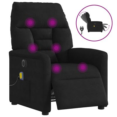 vidaXL Elektrické masážne sklápacie kreslo čierne mikrovláknová látka