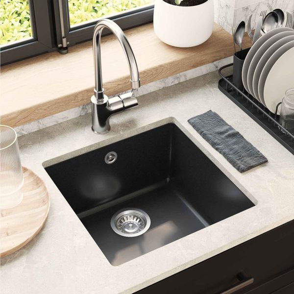 vidaXL Drez Čierna 430 x 460 mm 80% Kvárc a 20% Živica