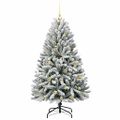 vidaXL Umelý Sklápací Vianočný Stromček 150 LED Zelená a biela 150 cm