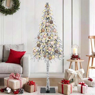 vidaXL Vianočný stromček s 150 LED-i Biela 150 cm PE a oceľ
