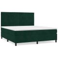 vidaXL Posteľný rám boxsping s matracom tmavozelený 180x200 cm zamat